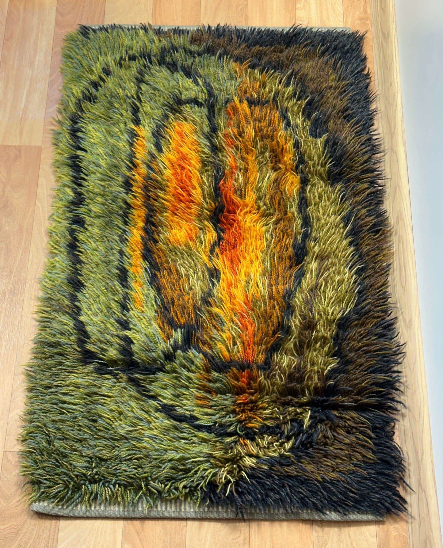 Abstract Vintage Rya Rug | 1’10 x 3’3 Velour Haven