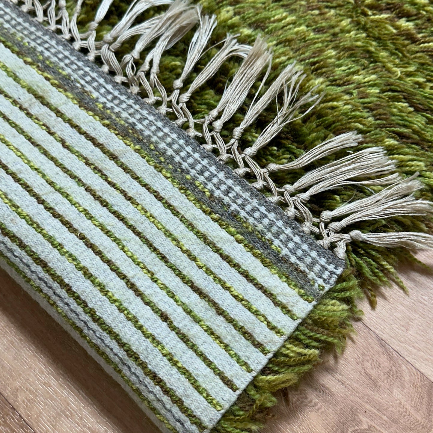 Green Vintage Rya Rug | 2’2 x 3’11 Velour Haven