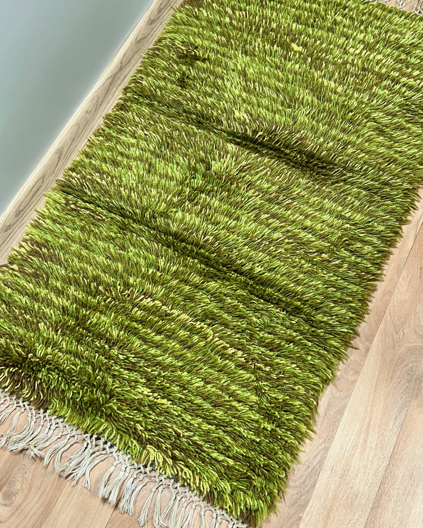 Green Vintage Rya Rug | 2’2 x 3’11 Velour Haven