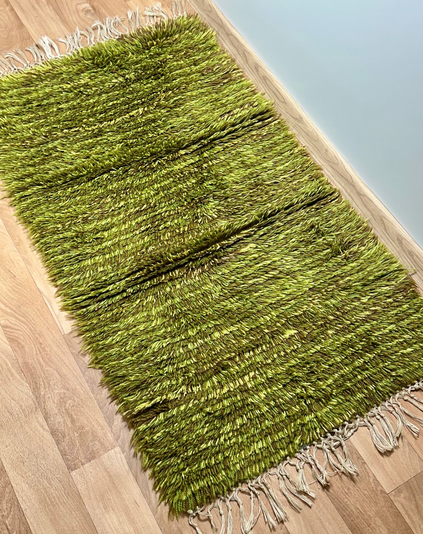 Green Vintage Rya Rug | 2’2 x 3’11 Velour Haven