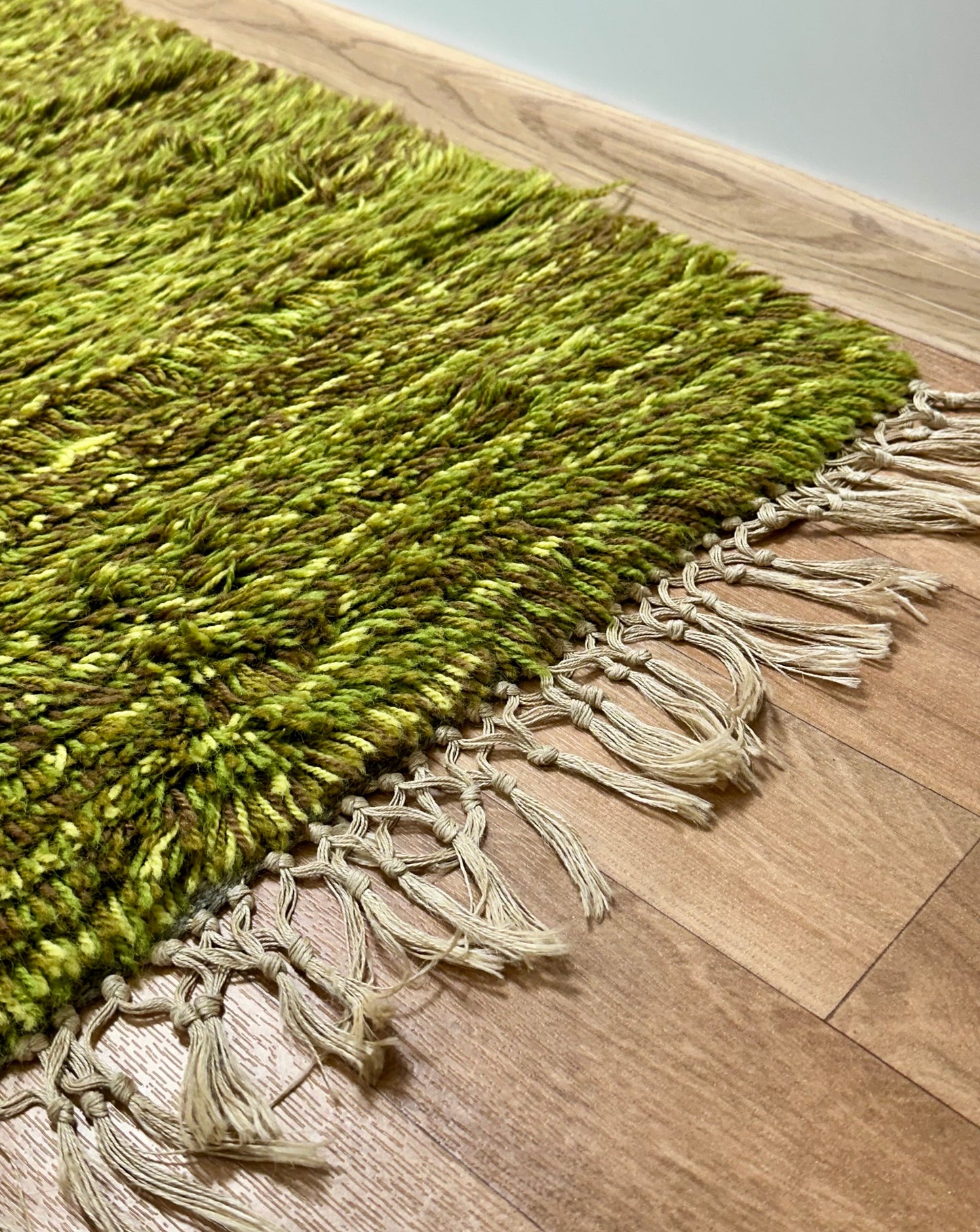 Green Vintage Rya Rug | 2’2 x 3’11 Velour Haven