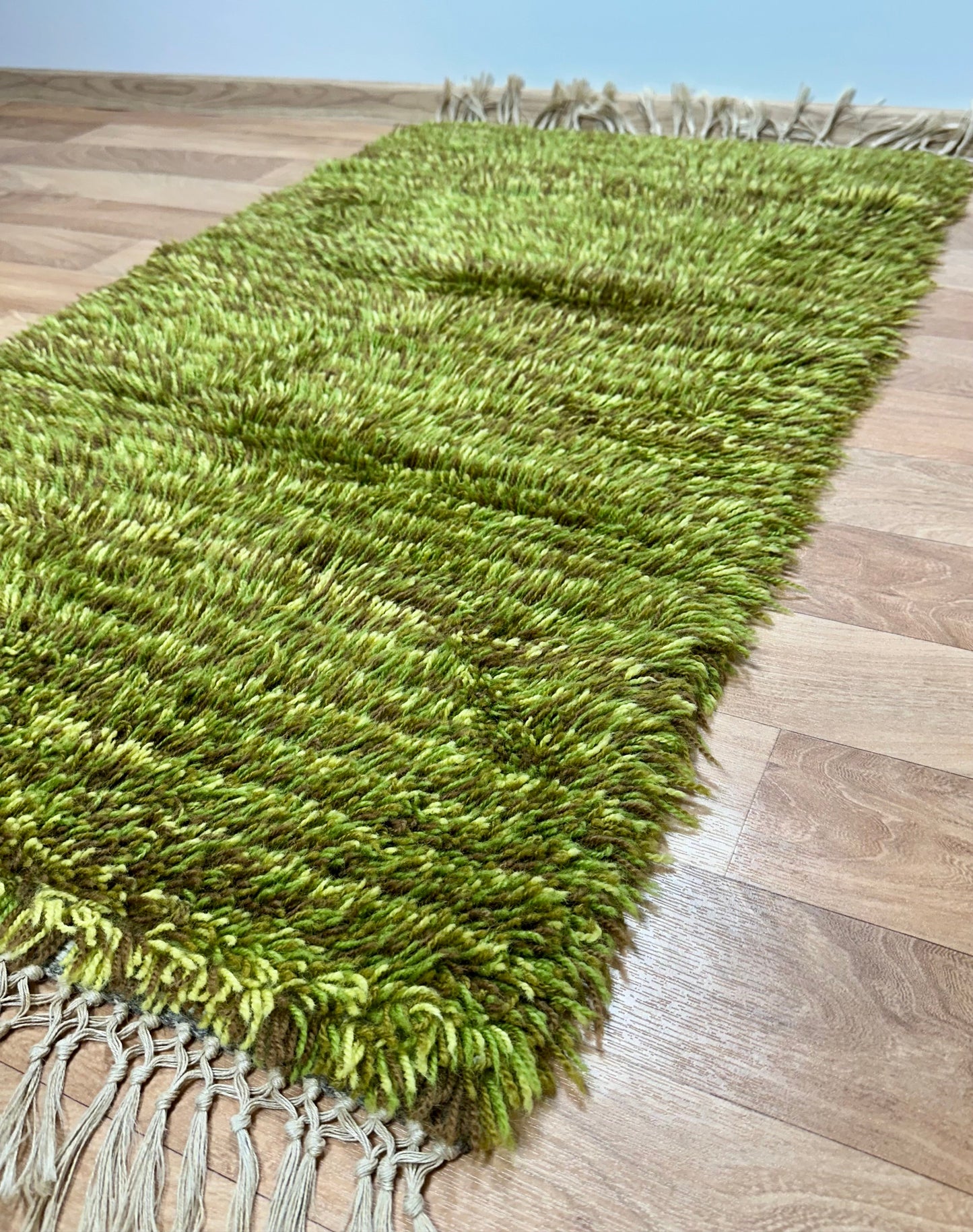 Green Vintage Rya Rug | 2’2 x 3’11 Velour Haven