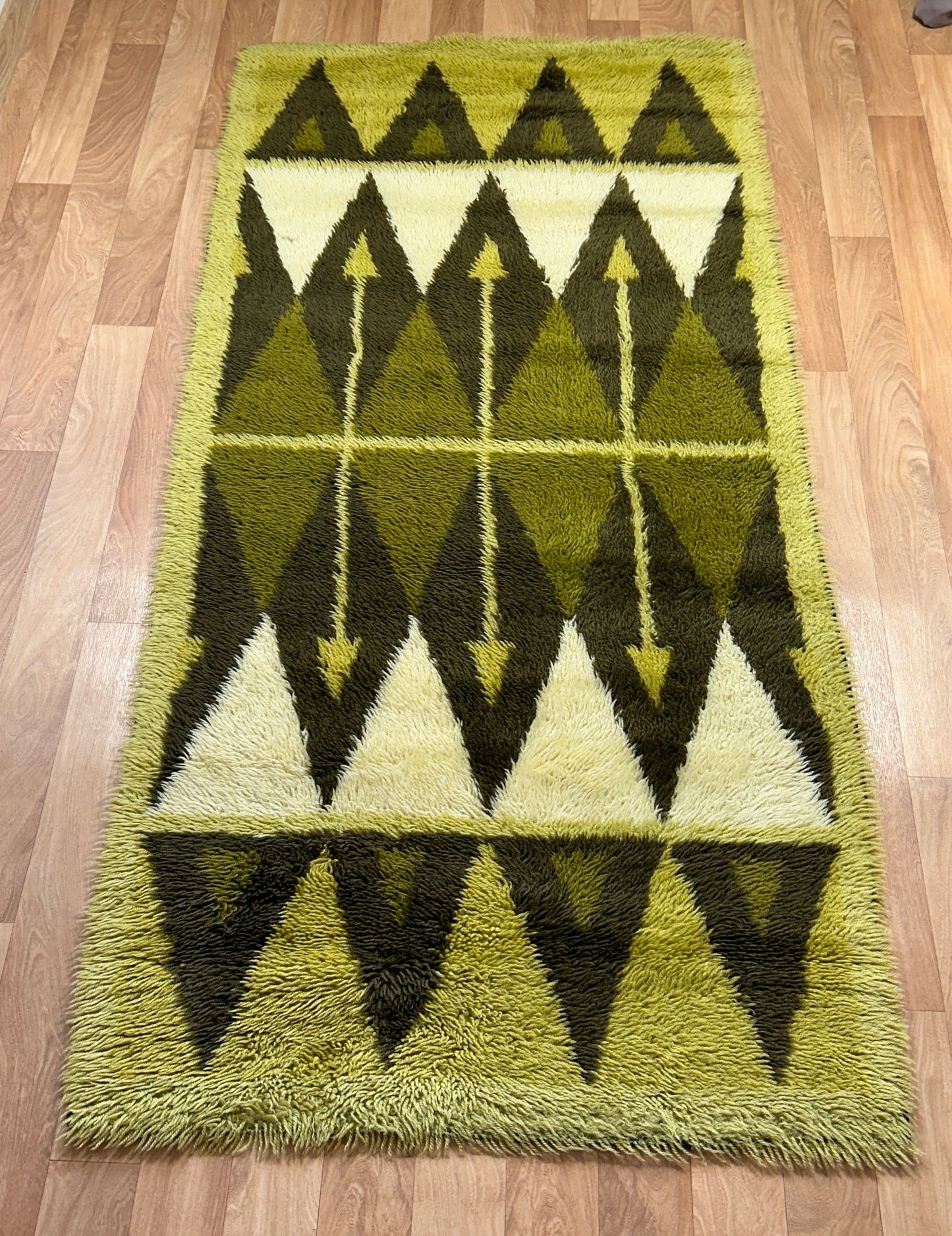 Vintage Geometric Rya Rug | 3'2 x 6'5 Velour Haven