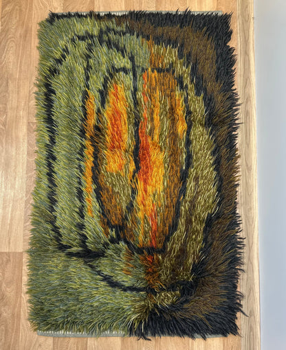 Abstract Vintage Rya Rug | 1’10 x 3’3 Velour Haven