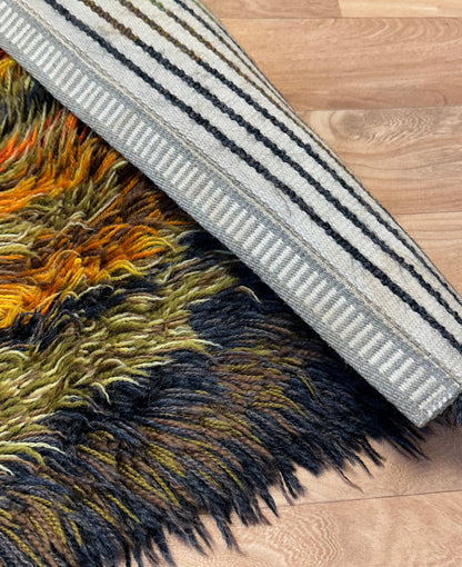 Abstract Vintage Rya Rug | 1’10 x 3’3 Velour Haven