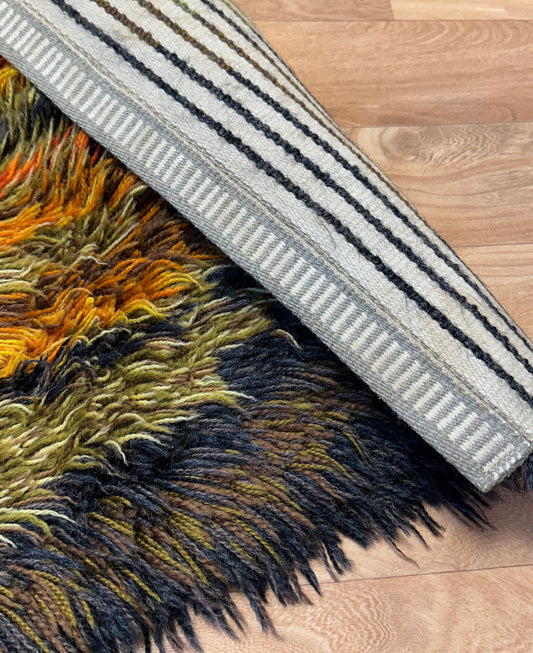 Abstract Vintage Rya Rug | 1’10 x 3’3 Velour Haven