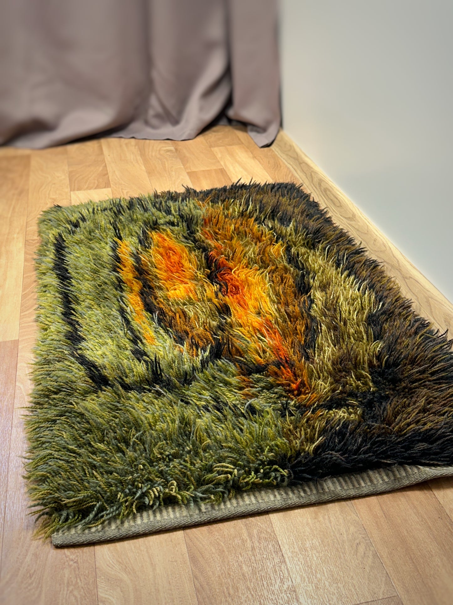 Abstract Vintage Rya Rug | 1’10 x 3’3 Velour Haven