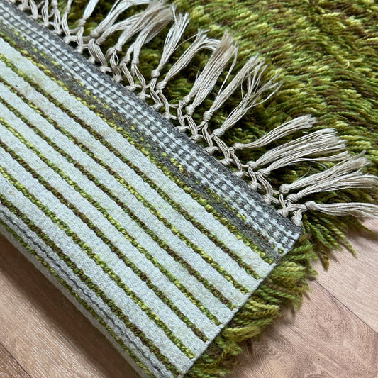 Green Vintage Rya Rug | 2’2 x 3’11 Velour Haven