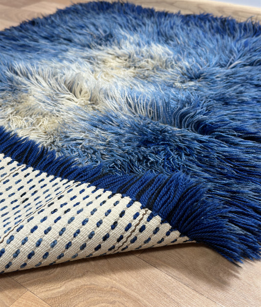 Blue Vintage rya rug | 2'9 x 4'2 Velour Haven