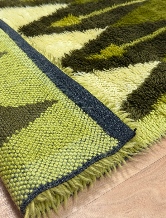Vintage Geometric Rya Rug | 3'2 x 6'5 Velour Haven
