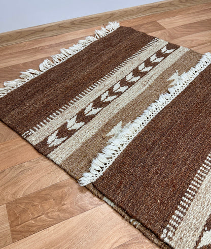 Vintage Killim's flat-weave Rug in Beige & Brown Velour Haven