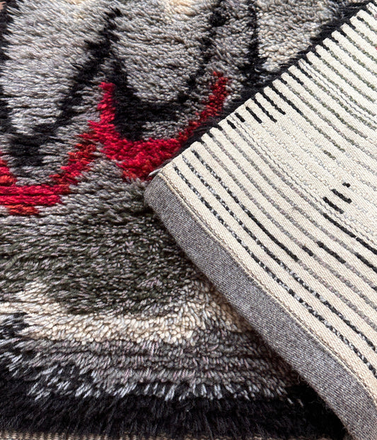 Abstract Vintage Rya Rug | 2'11 x 4'6 Velour Haven