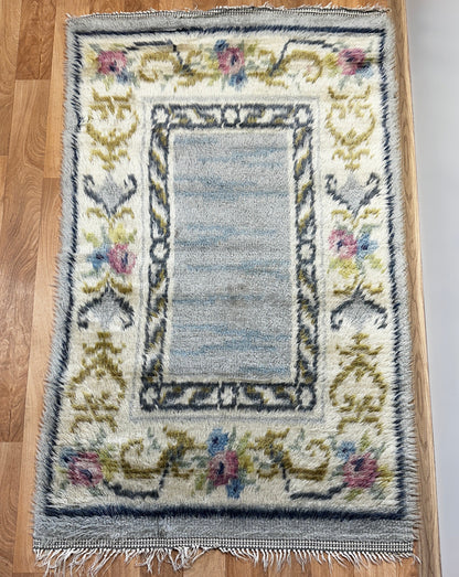 Floral Vintage Rya Rug | 3'0 x 4’11