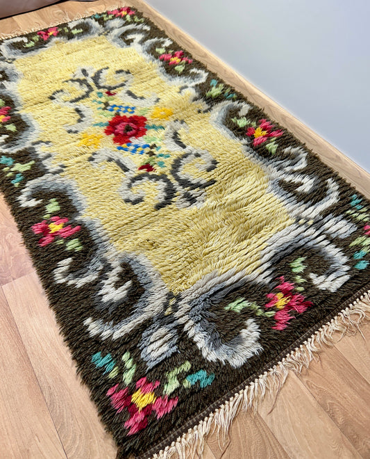Floral Vintage Rya Rug | 2'7 x 5’2